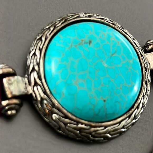 Boho Western Faux Turquoise Bracelet and Gold and Silver Tone Earrings